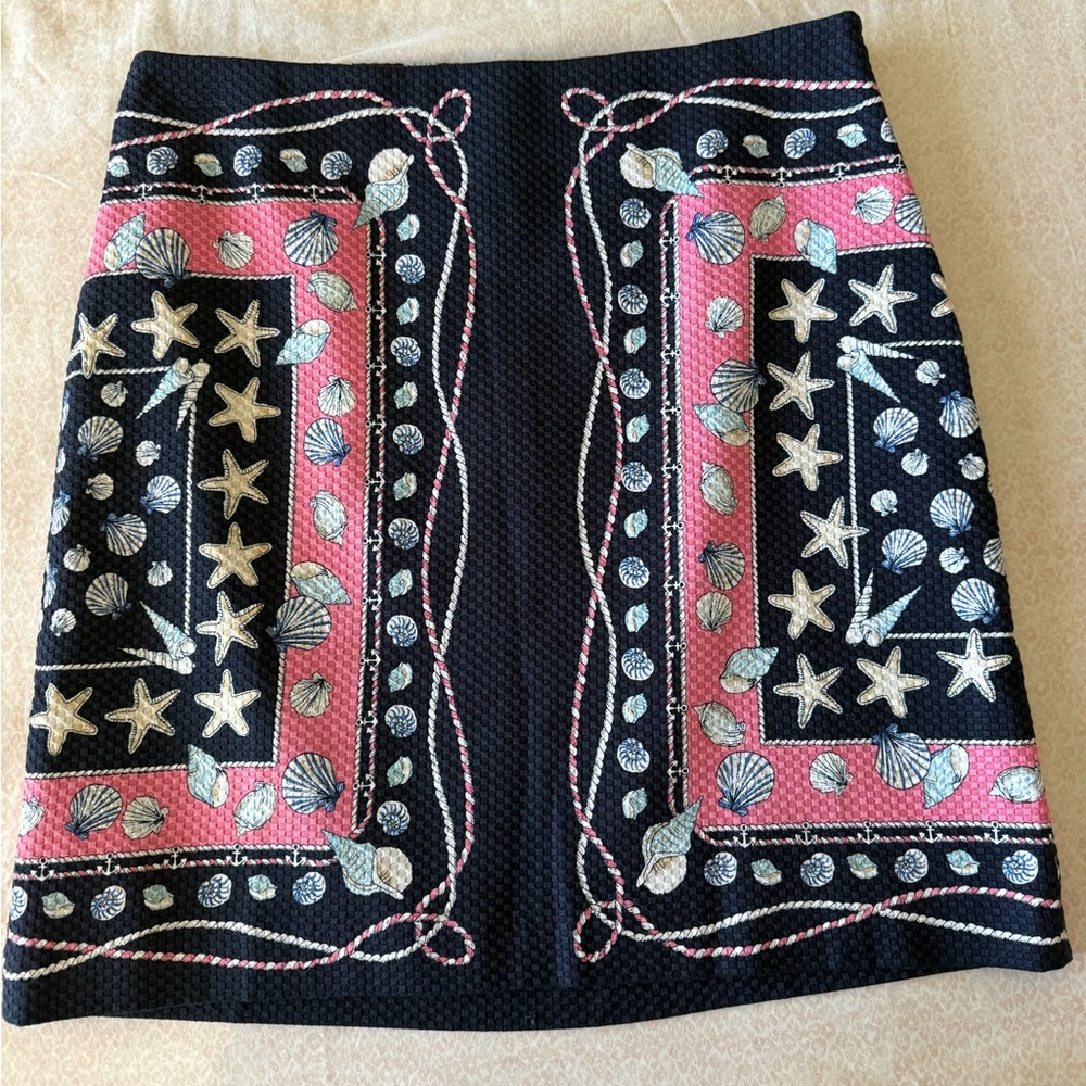 Talbots Black and Pink Embroidered Mini Skirt